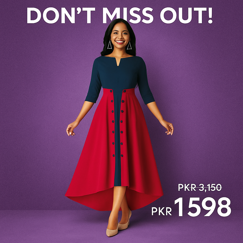 Ghazi fabric Stitched Linen Tail Frock ready to wear trendy funky tail frock