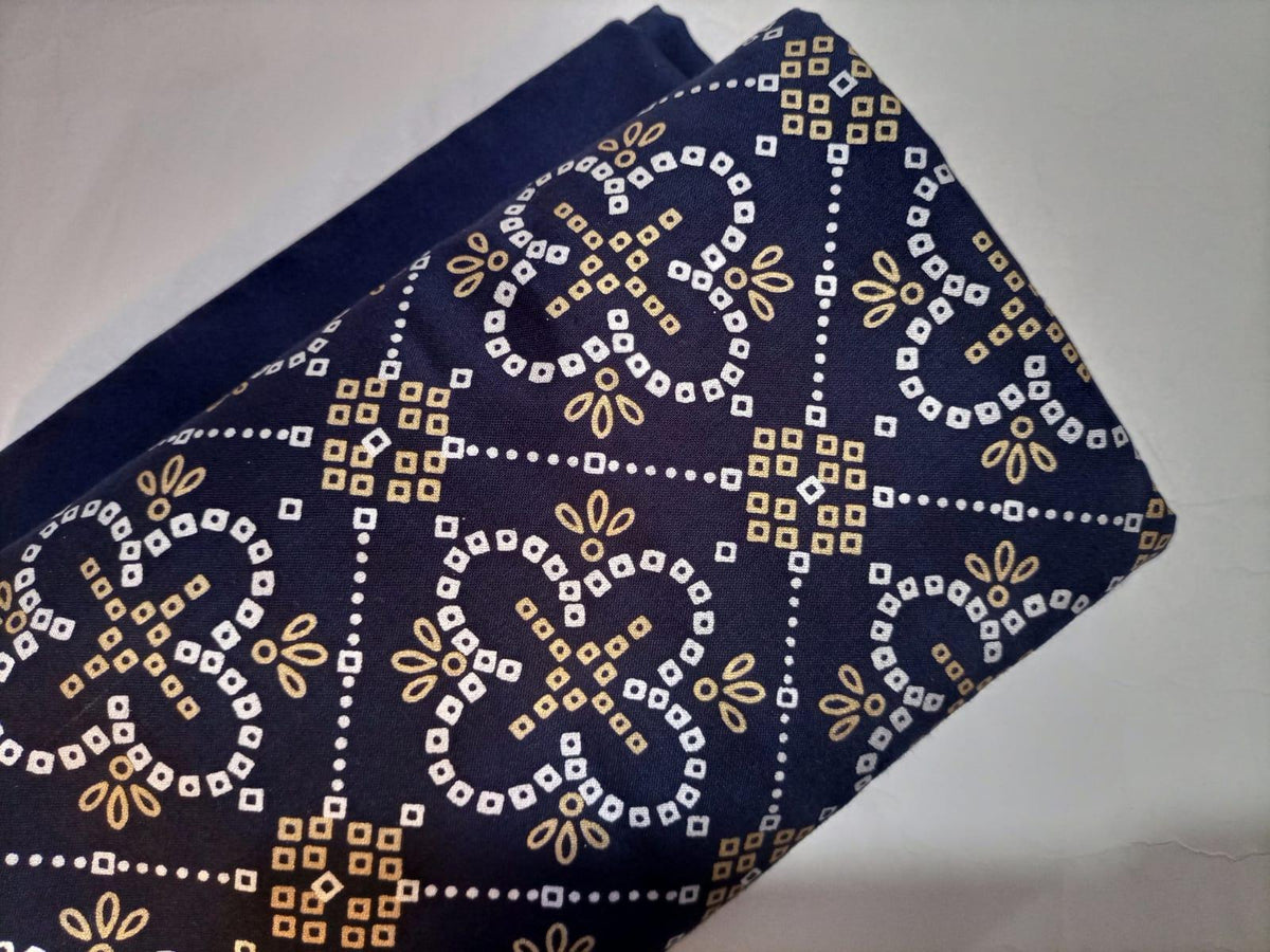 Ghazi fabric unstitch printed Linen 2piece for women navybluecolor