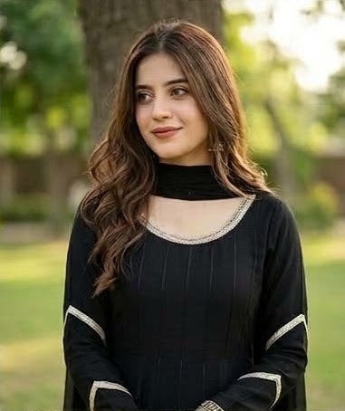 Ghazi fabric Stitched Linen Flare Frock with Trouser Black Beauty