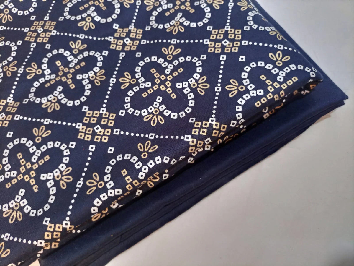 Ghazi fabric unstitch printed Linen 2piece for women navybluecolor