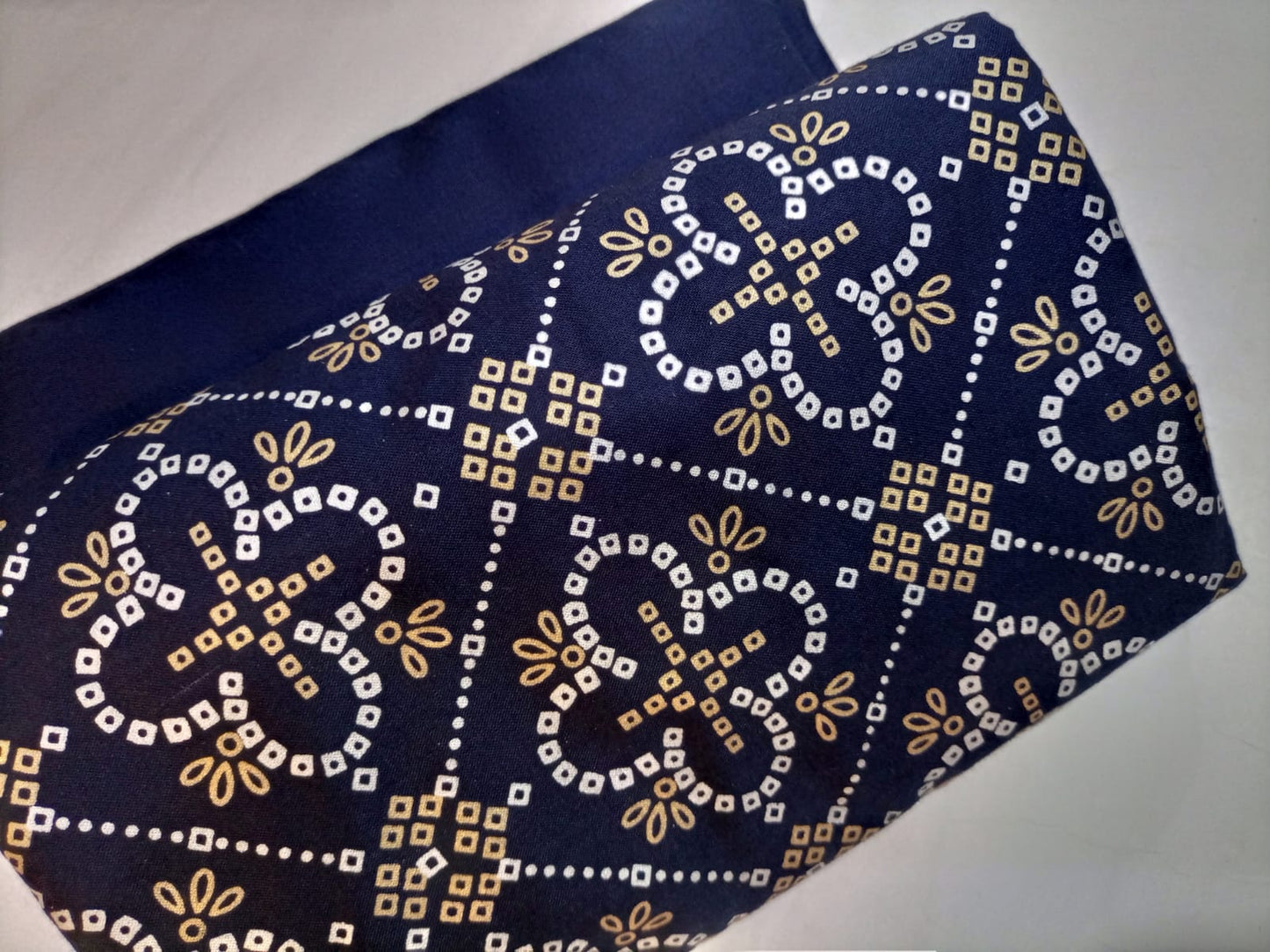 Ghazi fabric unstitch  printed Linen 2piece for women navyblue color