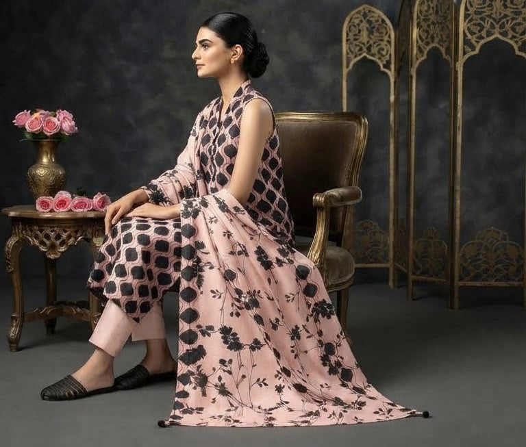Ghazi fabric Black pearl series Linen Unstitched 3 Piece Suite For Women BP23
