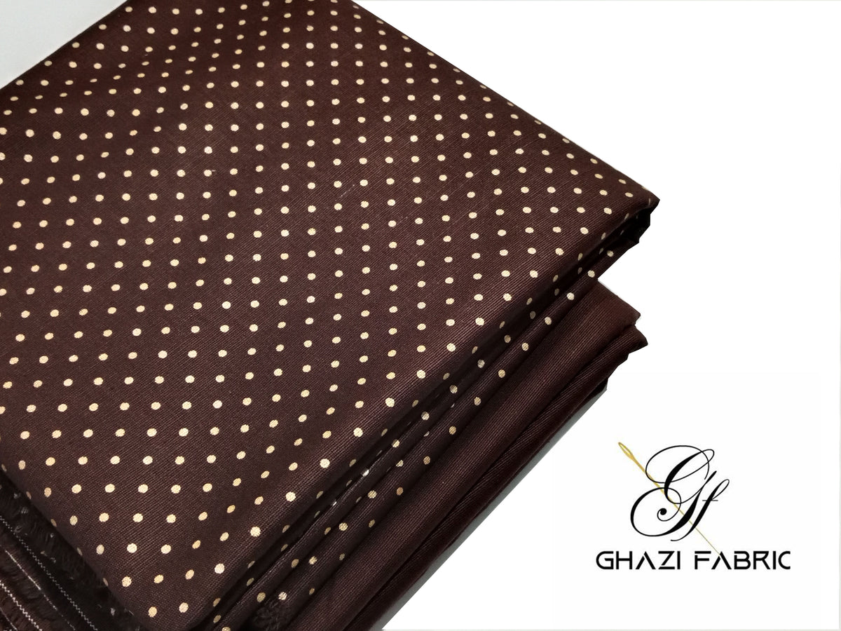Ghazi Fabric – Khaddar-e-Khaas – KHK-08/2 Brown Dot Print (Unstitched)