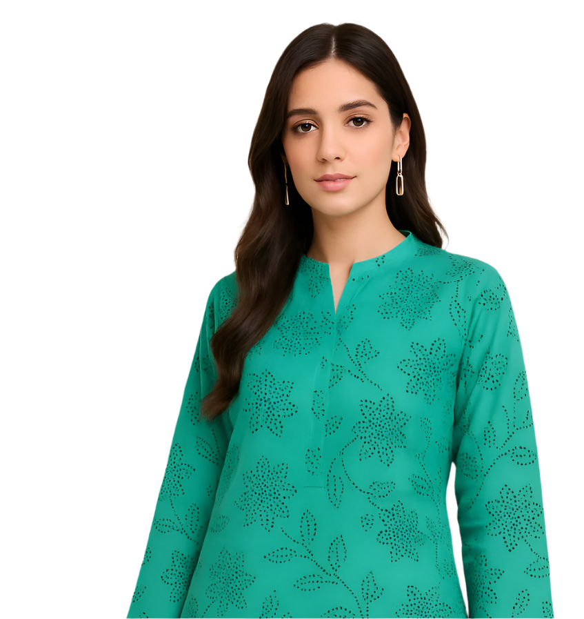 Premium aqua unstitched lawn suit for women – Ghazi Punjrung Collection 2025