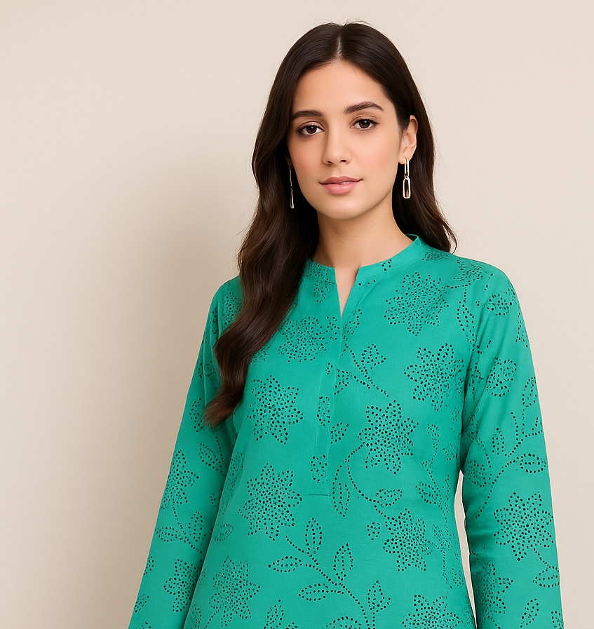 Premium aqua unstitched lawn suit for women – Ghazi Punjrung Collection 2025