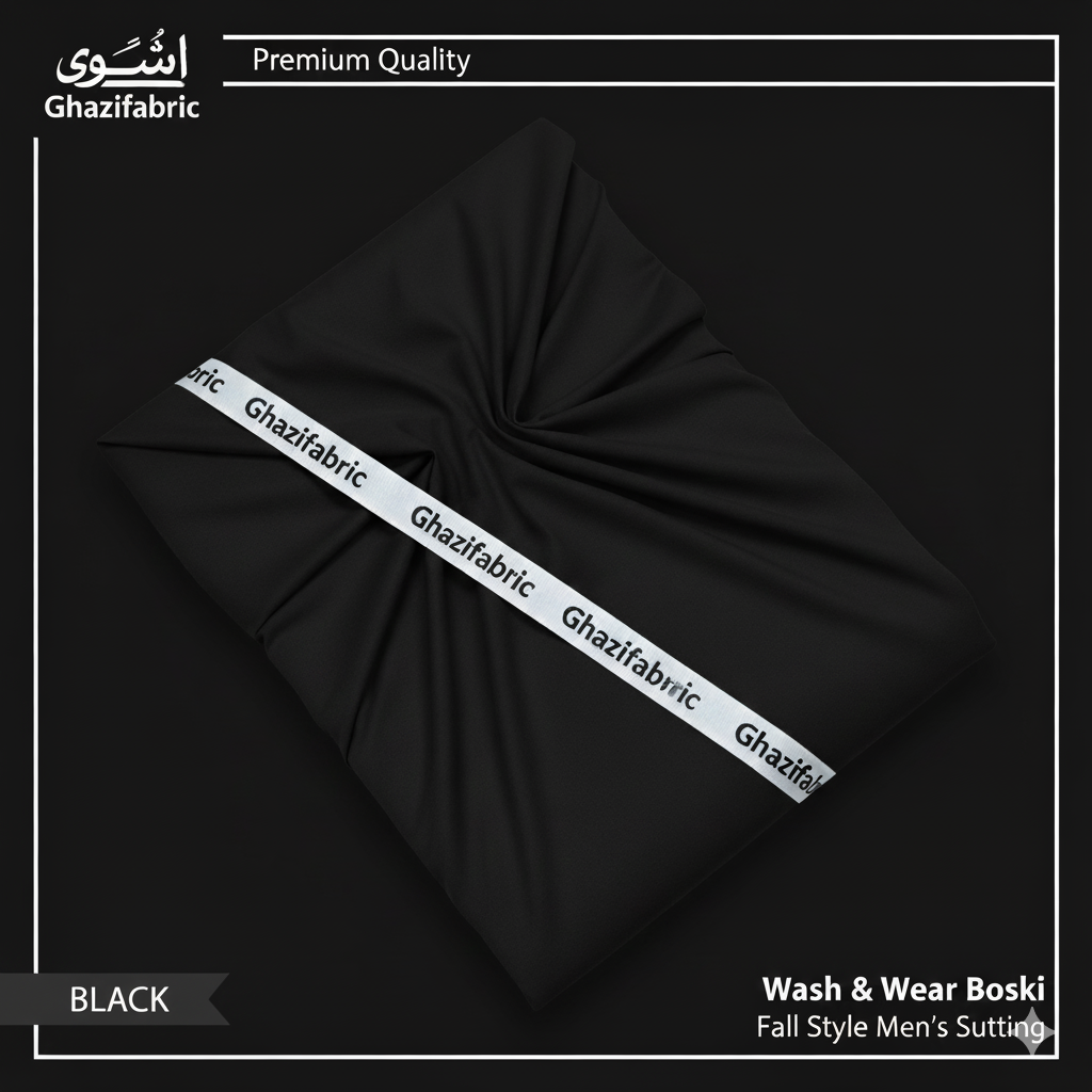 Ghazi Men Boski Wash&ware Premium Quality Fabric Black (DS5-97)