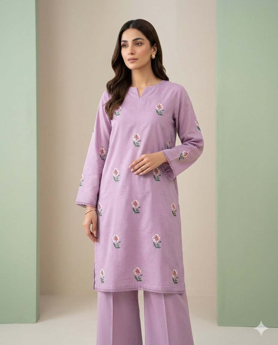 Embroidered lavender Lawn 2 Piece Suit – Noor-e-Bahar | Ghazi Fabric GF-NB-33
