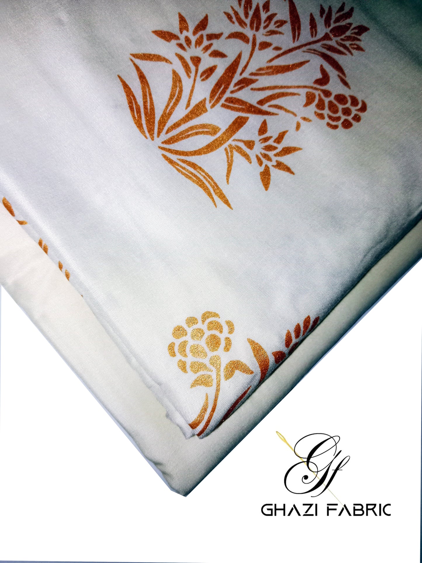 Ghazi fabric Unstitched Linen 2 piece suit for women new collection Feroza cream color (Fz series-0067679/8)