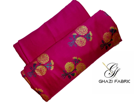 Ghazi Fabric Unstitched Linen 2-Piece Suit for Women - Feroza Series Blush Pink (Shocking Pink) (FZ Series-0052142/8)