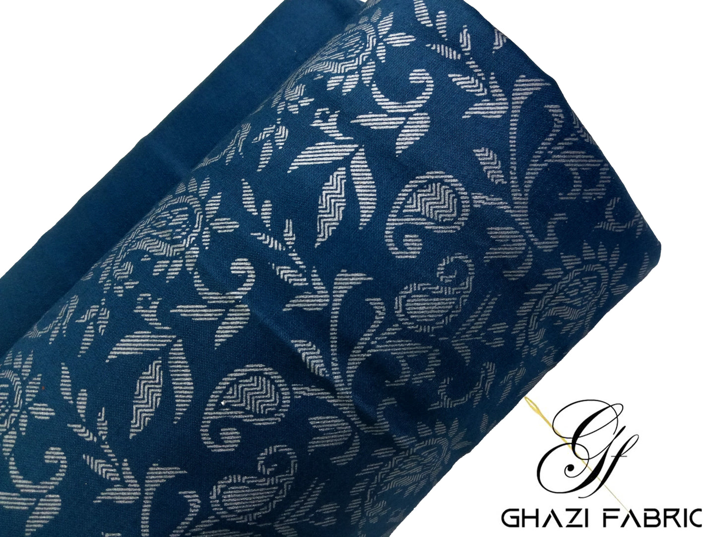 Ghazi fabric Unstitched Linen 2 piece suit for women Feroza series teal zinc(Fz series-0035/8)