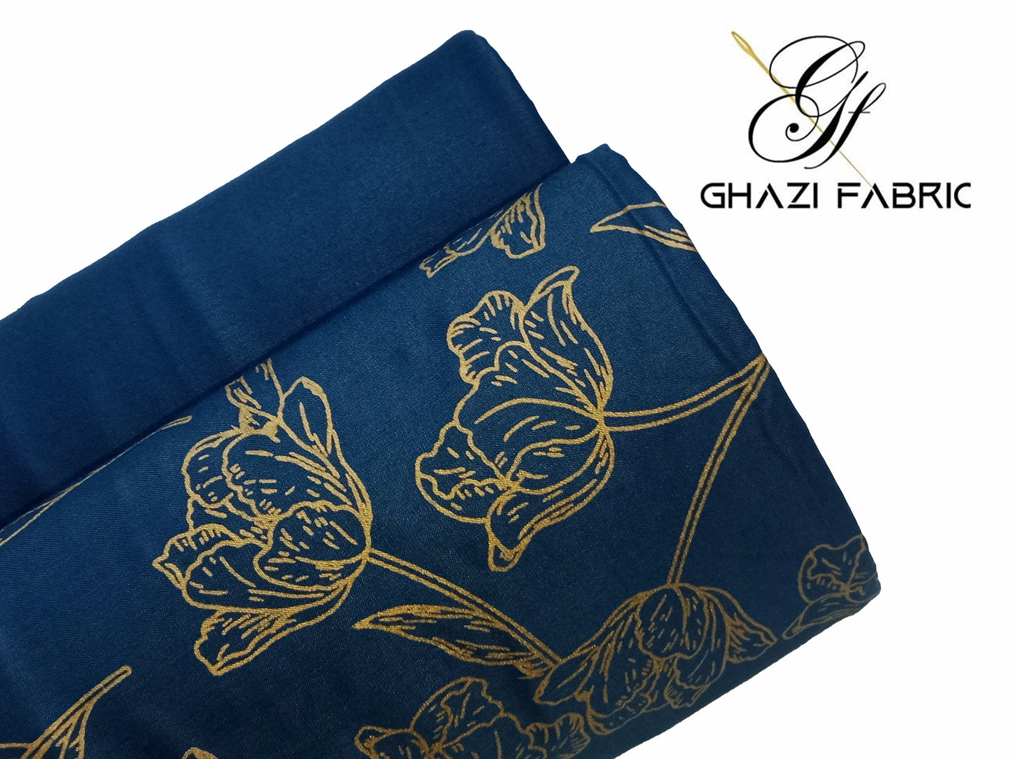 Ghazi fabric Unstitched Linen 2 piece suit for women Feroza series Teal Zinc (Fz series-00231/8)