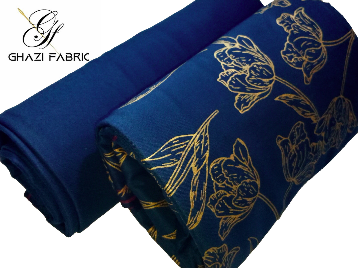 Ghazi fabric Unstitched Linen 2 piece suit for women Feroza series Teal Zinc (Fz series-00231/8)