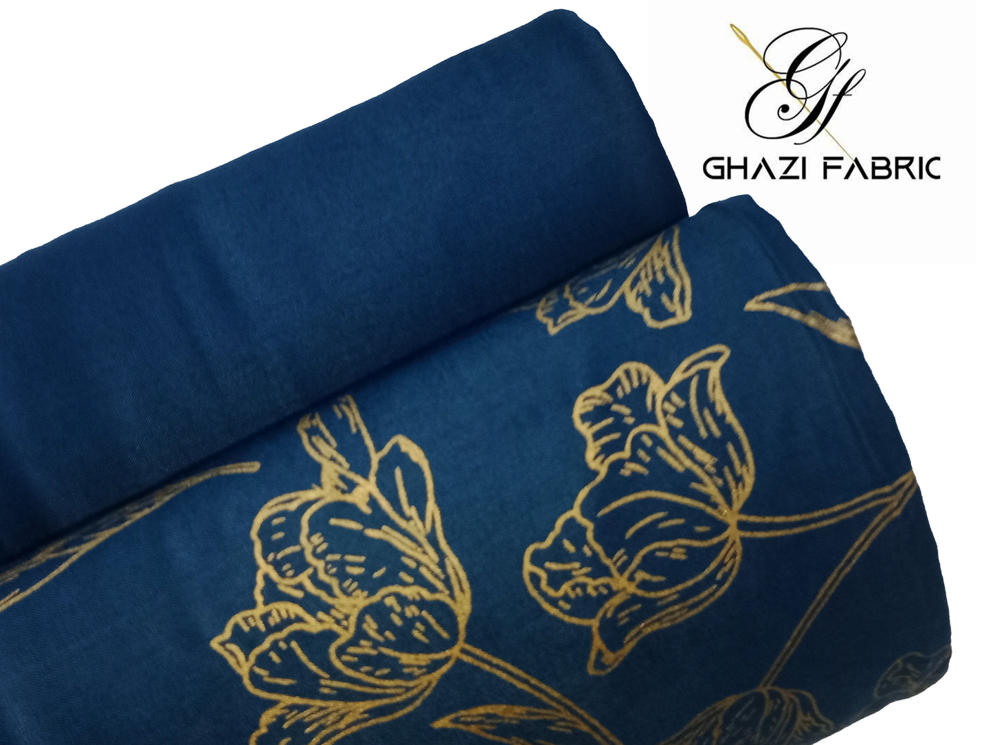 Ghazi fabric Unstitched Linen 2 piece suit for women Feroza series Teal Zinc (Fz series-00231/8)