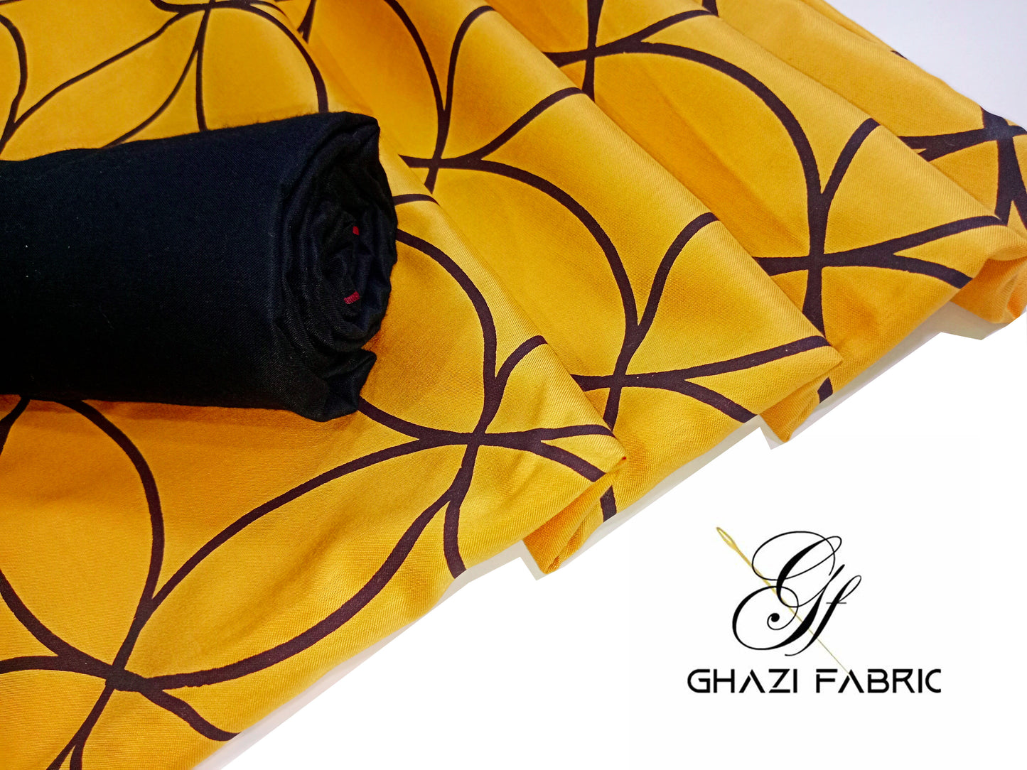 Ghazi fabric Unstitched Linen 2 piece suit for women Feroza series mustard with black trouser(Fz series-00131/8)