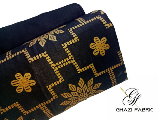 Ghazi Fabric Unstitched Linen 2-Piece Suit for Women - Feroza Black Mount (FZ Series-00932/8)
