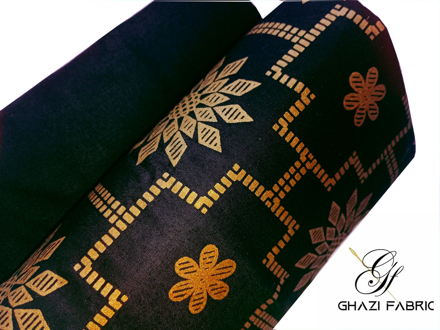 Ghazi Fabric Unstitched Linen 2-Piece Suit for Women - Feroza Black (FZ Series-00931/8)
