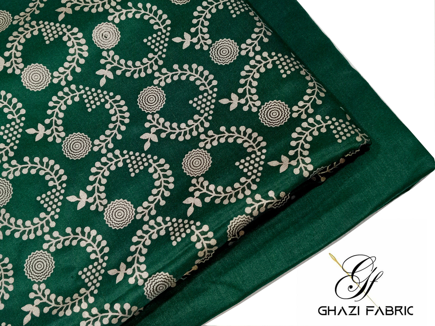 Ghazi fabric Unstitched Linen 2 piece suit for women Feroza series olive green (Fz series-005542/8)