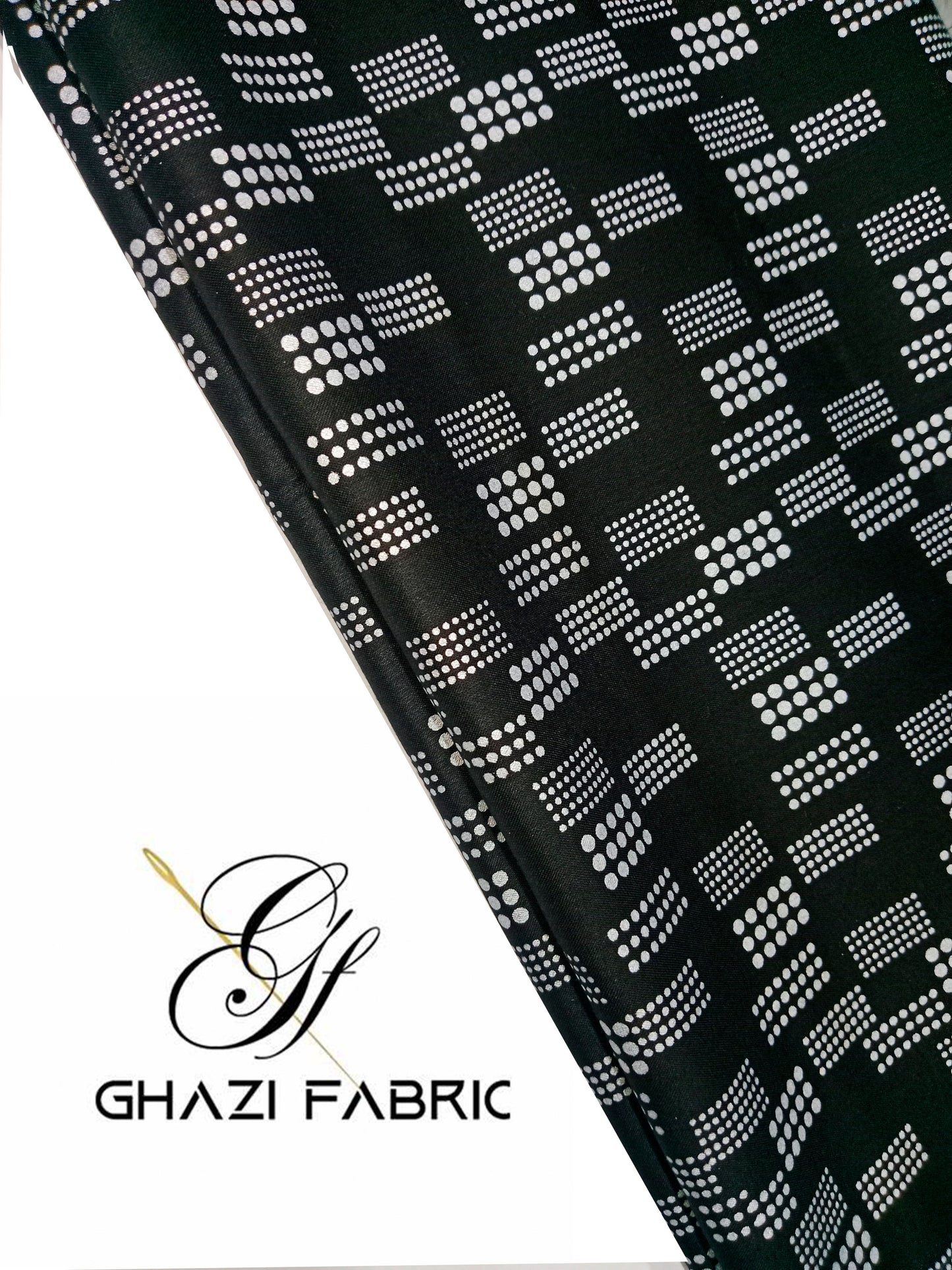 Ghazi fabric Un-stitched Linen Shirt Piece Modern Print Collection Black (FM 23/2-1)