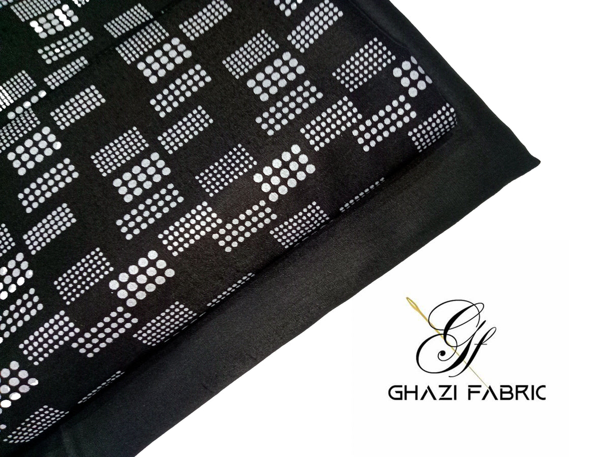 Ghazi fabric Unstitched Premium Quality Linen Dress Collection Famza Series Unstitch 2 Piece Suit For Black (FM2909-H2-B3)