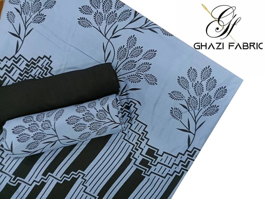Ghazi fabric Black pearl series Linen Unstitched 3 Piece Suite For Women BP291 Ocean Blue
