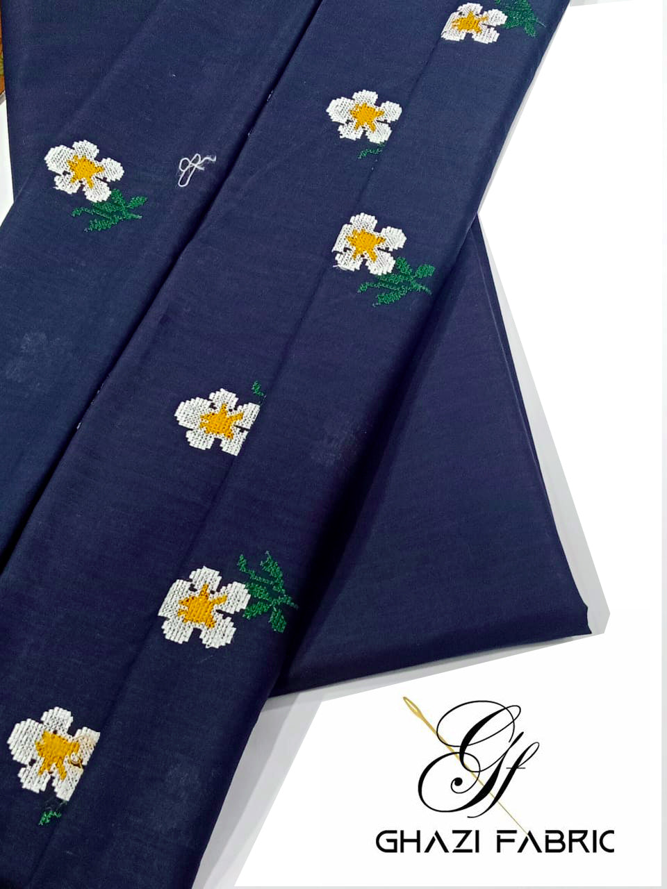 Embroidered Navy Blue Lawn 2 Piece Suit – Noor-e-Bahar | Ghazi Fabric GF-NB-10-1