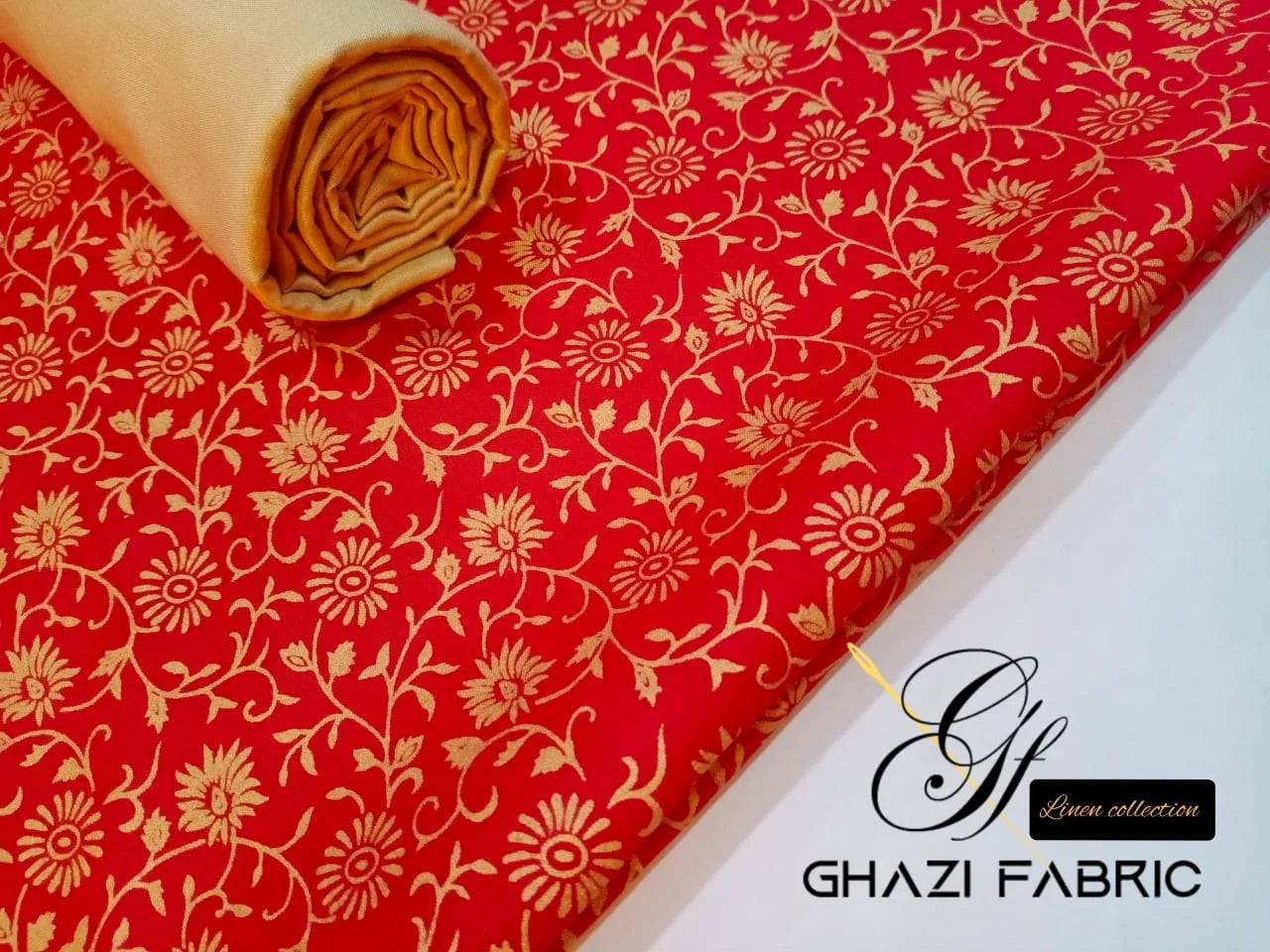 Ghazi fabric unstitch printed Linen 2piece for women