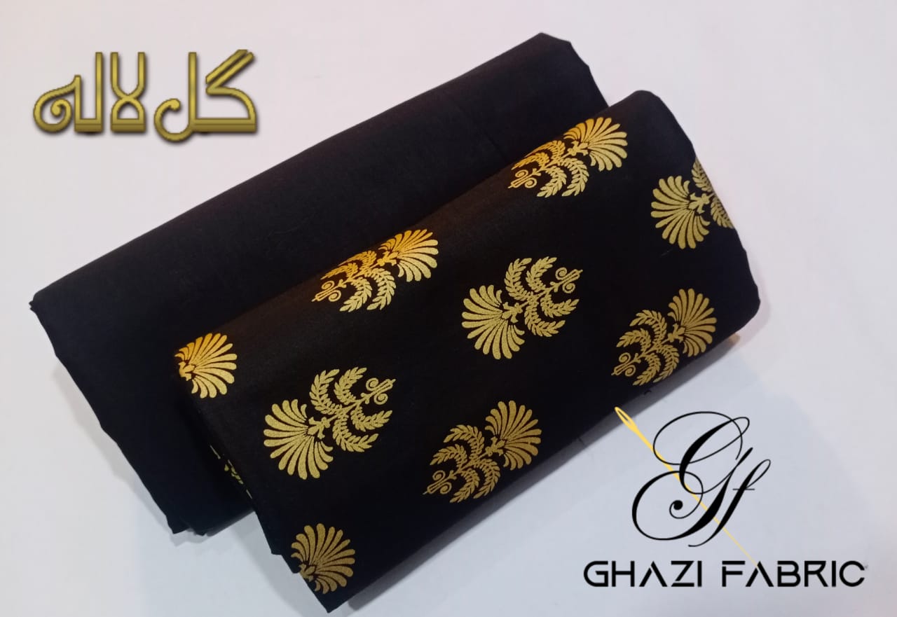 Ghazi fabric Lawn Collection Ghazi Lawn fantasy Unstitch Shirt & Trouser summer collection black (GF1193)