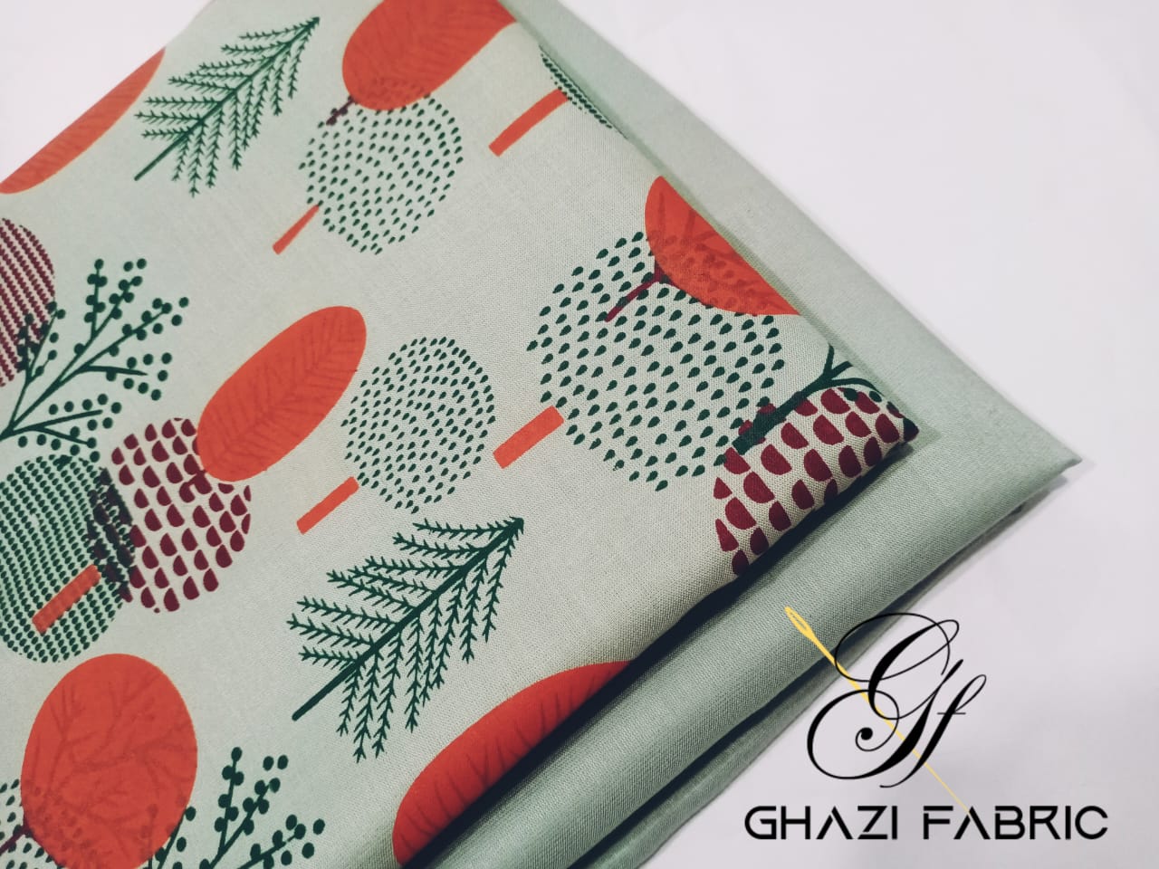 Ghazi fabric Rungrez Linen Collection Unstitched 2 piece suit for women Linen print Collection Light Green Suit