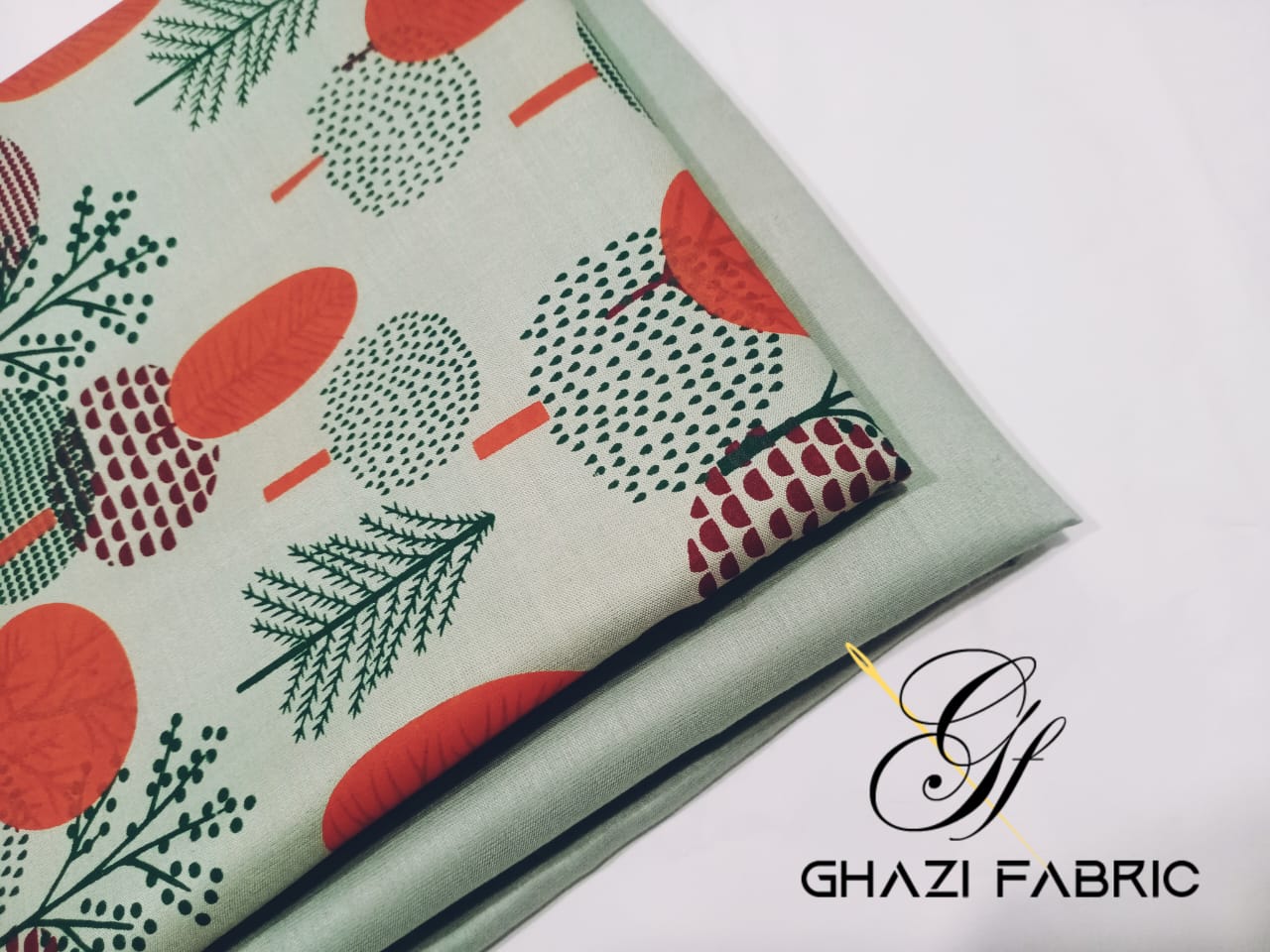 Ghazi fabric Rungrez Linen Collection Unstitched 2 piece suit for women Linen print Collection Light Green Suit