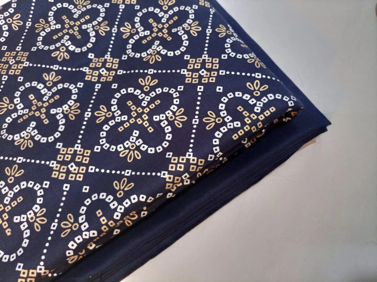 Ghazi fabric unstitch printed Linen 2piece for women navybluecolor