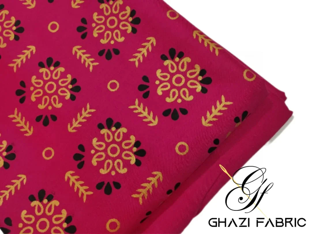 Ghazi fabric unstitch printed Linen 2piece for women