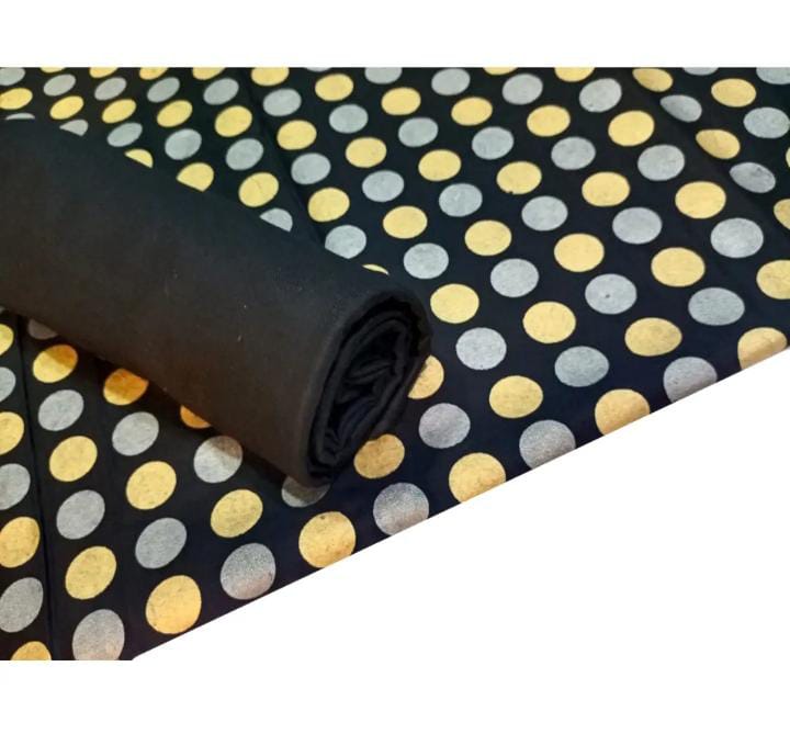 Ghazi fabric unstitch printed Linen 2piece for women black Polka Dot