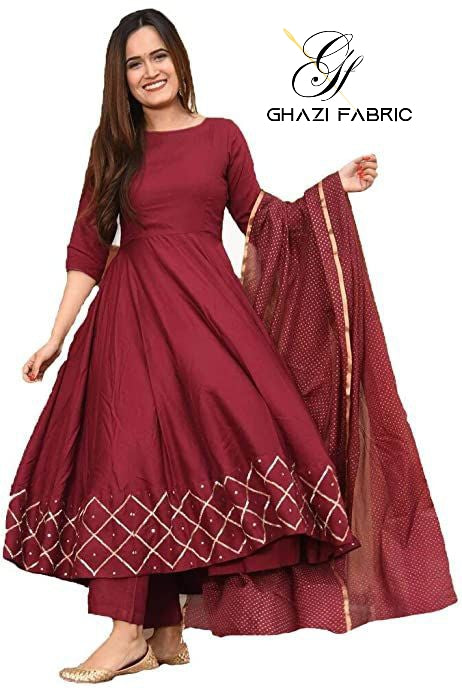 Flare Frock Embroidered Maroon GF65/T9