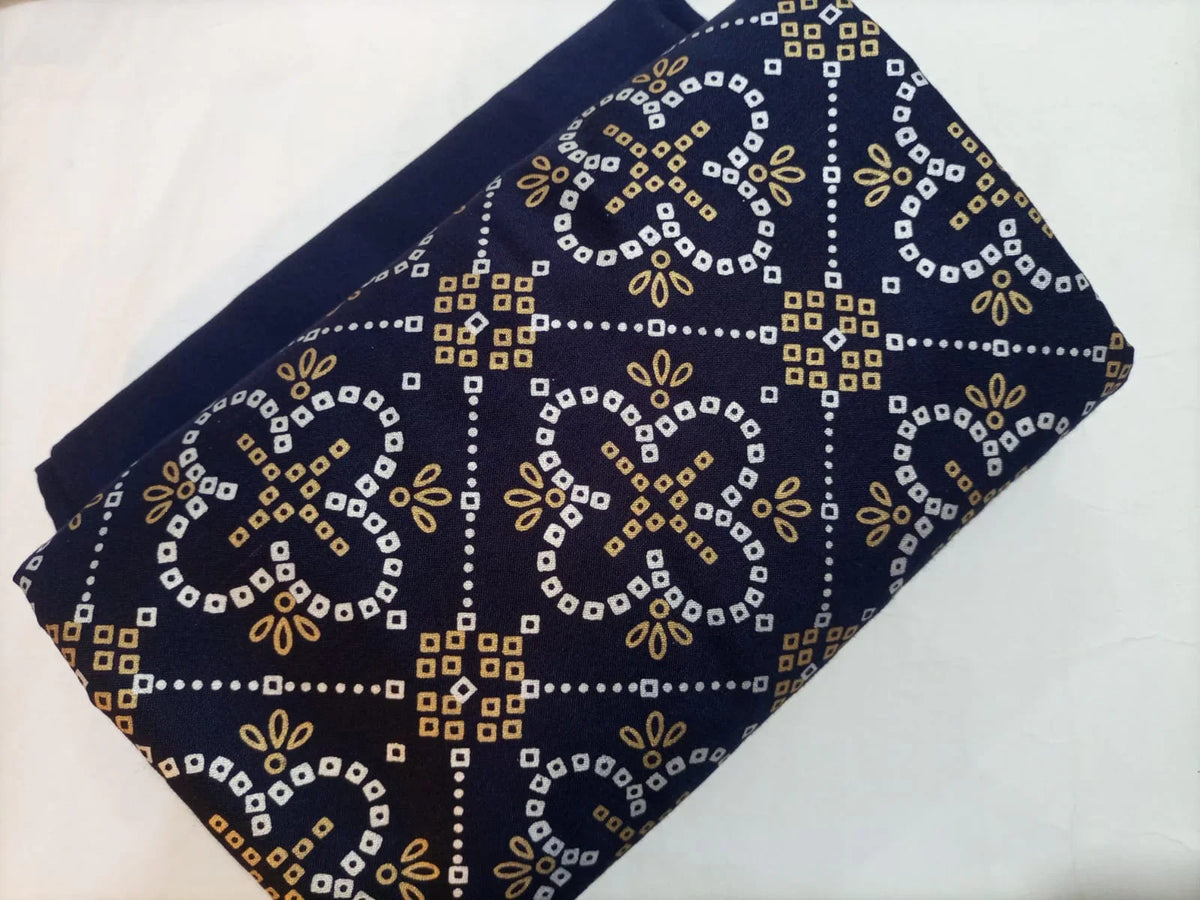 Ghazi fabric unstitch printed Linen 2piece for women navybluecolor