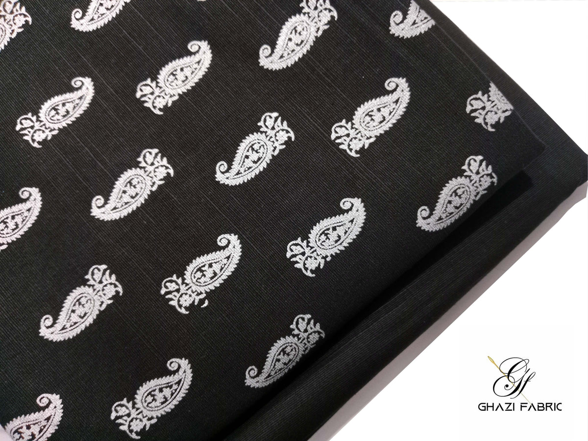 KHK-0-12 Black | Ghazi Fabric Khaddar-e-Khaas | 2 Piece Unstitched Winter Suit