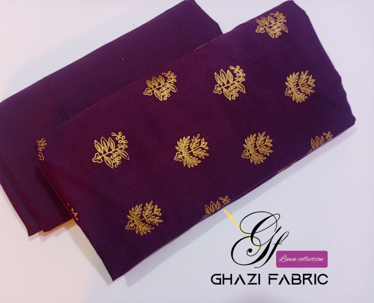 Ghazi fabric Unstitched Linen 2 piece suit for women (GTF1222)