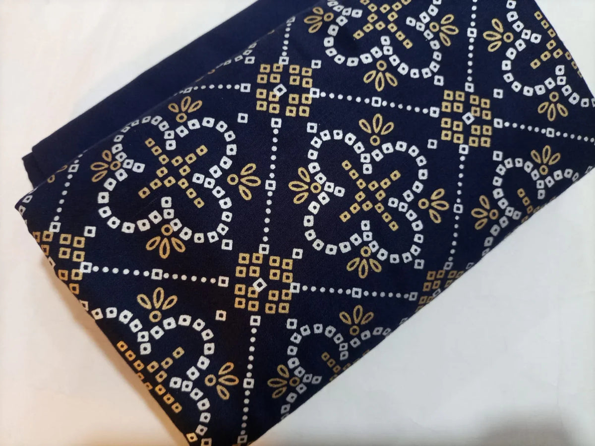 Ghazi fabric unstitch printed Linen 2piece for women navybluecolor