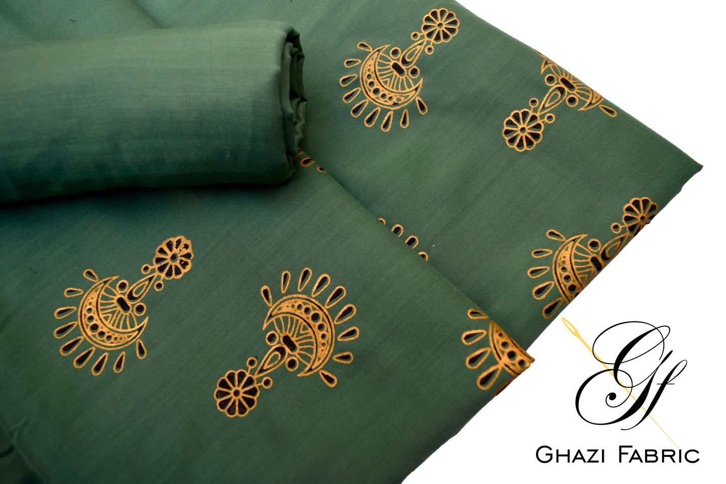 Ghazi fabric unstitch printed Linen 2piece for women