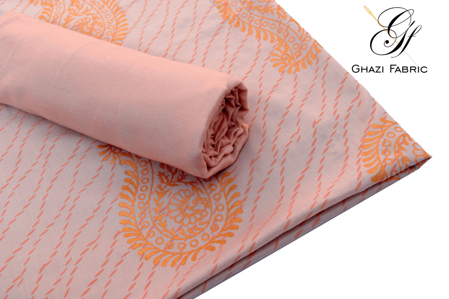 Ghazi fabric unstitch printed Linen 2piece for women