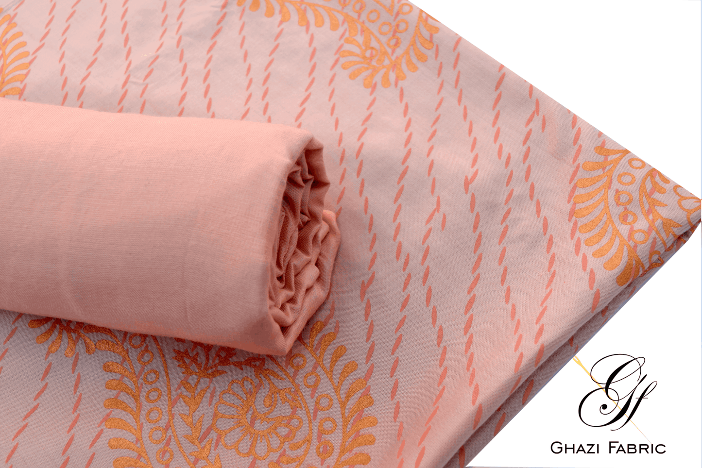 Ghazi fabric unstitch printed Linen 2piece for women