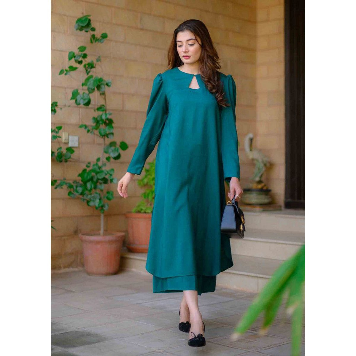 Ghazi fabric Linen Collection Rungrez Stitched 2 Piece Zinc Linen Long Shirt with Trouser