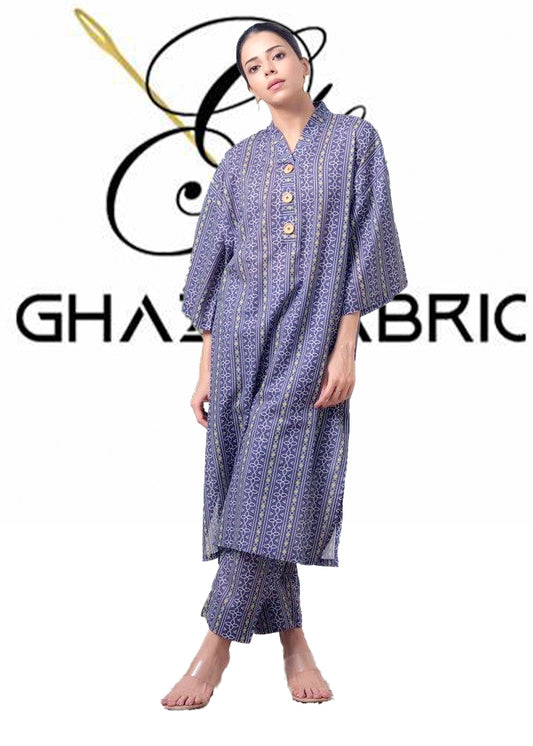 Ghazi fabric Unstitched Linen Dress Collection Famza Series Unstitch 2 Piece Suit For Women Gray (FM4109-H77)