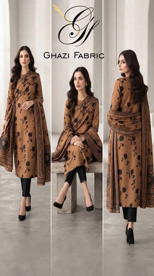Ghazi fabric Black pearl series Linen Unstitched 3 Piece Suite For Women BP23