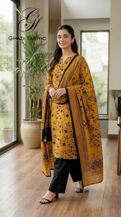 Ghazi fabric Black pearl series Linen Unstitched 3 Piece Suite For Women BP290