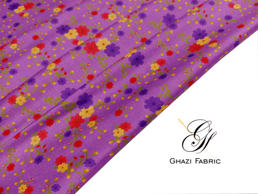 Ghazi fabric Unstitched Linen  Digital print Shirt piece clothes for women 2.50 yards violet  uk168/1