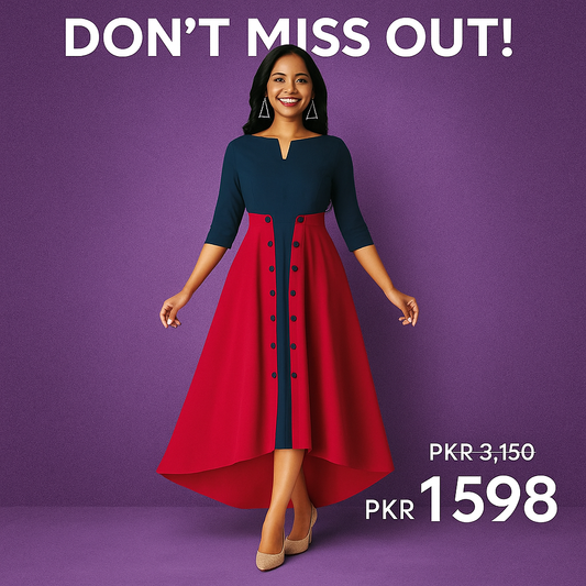 Ghazi fabric Stitched Linen Tail Frock ready to wear trendy funky tail frock