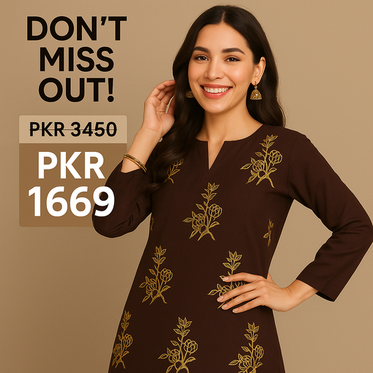 Brown Lawn Suit – 2 Piece Unstitched Fabric by Ghazi – Casual Summer Wear