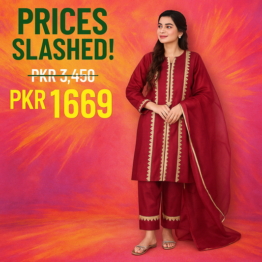 Ghazi fabric stitched Linen 2 piece suit for women stitched shirt & trouser