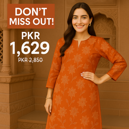 Rust Lawn 2 Piece Suit – Unstitched Summer Fabric by Ghazi – GZ-PJ-RS02