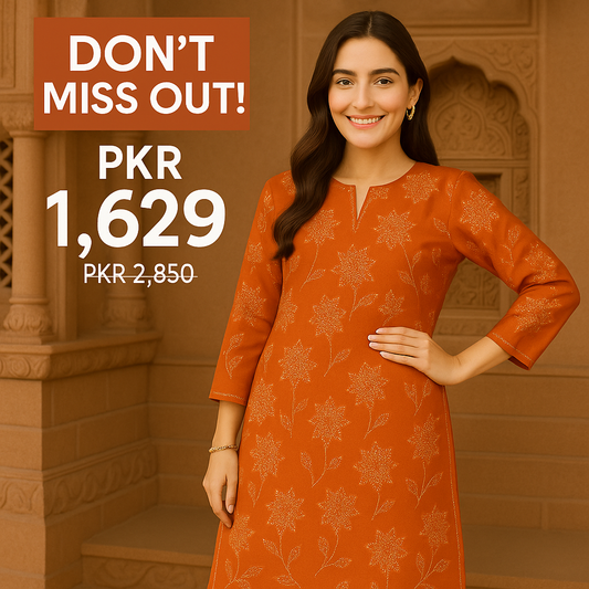 Rust Lawn 2 Piece Suit – Unstitched Summer Fabric by Ghazi – GZ-PJ-RS02